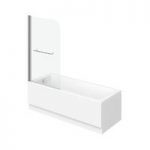 Eden square edge straight shower bath 1800 x 800 with 6mm shower screen and rail