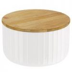 Storage Jar – White – Large – Dolomite – Natural Bamboo Lid – Contour