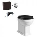 The Bath Co. Traditional Back To Wall Toilet – Black Seat – Concealed Cistern