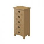 MFI – Rome Tall Chest – Oak – 5 Drawer – With Mirror