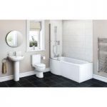 Bathroom Suite – Includes P Shaped Shower Bath – Left Handed – 1675 x 850 – Energy