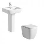 Mode Ellis Back To Wall Toilet & Basin Suite – Full Pedestal – White – Contemporary