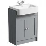 The Bath Co. Dulwich Semi Recessed Vanity Unit – 600mm Basin – Grey – Traditional