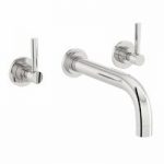 Secta Basin Mixer Tap – Wall Mounted – Lever Handles – Curved Design – Chrome Finish