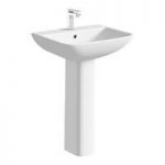 Square Full Pedestal Basin – 550mm – 1 Tap Hole – Contemporary – Compact