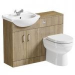 Combination Unit – 1040mm – Oak – With Energy Back to Wall Toilet – Sienna Oak