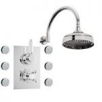 Traditional Shower Set – Twin Diverter Valve – With Body Jets & Shower Rail – The Bath Co