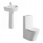 Arte Slimline Close Coupled Toilet & Basin Suite – Wall Hung – Cloakroom – White