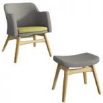 Sloane Oak Effect Armchair & Footstool Set – Contemporary – Grey/Green