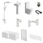 Arte Complete Bathroom Package – L Shaped Shower Bath – 1500 x 850mm – Left Hand – Mode