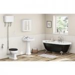 Camberley High Level Bathroom Suite – Black – 1695 x 740mm Freestanding Bath – The Bath Co
