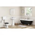 Camberley Low Level Bathroom Suite – Black – 1695 x 740mm Freestanding Bath – The Bath Co