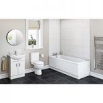 Straight Bath Suite – Sienna White Vanity – Kensington Straight Bath – 1700 x 700mm