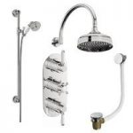 Traditional Shower Set – Thermostatic Valves – Bath Filler & Round Head – Coniston