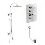 Mode Ellis Thermostatic Shower Bath Riser Rail Set – Square Shower Head – Chrome