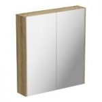 Oak Curved Mirror Cabinet – 600mm – Adjustable Internal Shelf – Mode – Sherwood