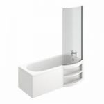 P Shaped Shower Bath – With Storage Shelves – 6mm Glass Screen – Right Handed – Myspace