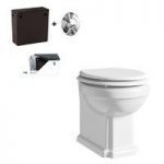 The Bath Co. Traditional Back To Wall Toilet – White Seat – Concealed Cistern