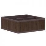 Natural Bamboo Storage Basket – 4 Section – Dark Brown – Contemporary