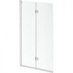Frameless Square Bath Screen – Double Hinged – 8mm Glass – Left Handed
