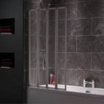 Folding Straight Shower Bath Screen – 4 Panels – 4mm Glass – Silver – Clarity