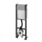 Chrono wall hung toilet mounting frame with chrome effect push plate