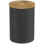 Black Storage Jar – Triangle Pattern – Dolomite – Bamboo Lid – Contemporary – Contour
