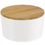 Storage Jar – White – Small – Dolomite – Natural Bamboo Lid – Contour