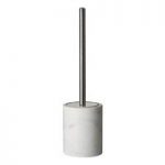 Marble Toilet Brush & Holder – White – Round – Contemporary
