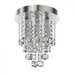 Flush Bathroom Ceiling Light – 260mm – Chrome Glass Finish – Traditional – Lenah