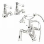 Basin Tap & Bath Shower Mixer Tap Pack – Traditional – Lever Handle – Chrome – Antonio