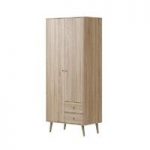 MFI – Bedroom Furniture – Combination Wardrobe – Two Doors – Two Drawers – Oak – Helsinki