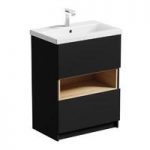 Freestanding Vanity Unit – Includes Basin – Anthracite & Oak – 600mm – Contemporary – Tate – Mode