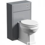 The Bath Co. Dulwich Back To Wall Toilet & Grey Slimline Unit – Traditional – White Seat