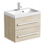 Vanity Unit With Basin – Wall Hung – 600mm – Oak Finish – Contemporary – Arden