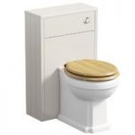 The Bath Co. Dulwich Back To Wall Toilet & Ivory Slimline Unit – Traditional – Oak Seat