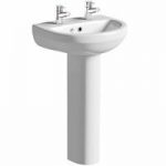 Eden Full Pedestal Basin – Curved Round – 2 Tap Hole – 550mm – Contemporary