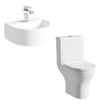 Compact Round Close Coupled Toilet & Basin Suite – Wall Hung – Cloakroom