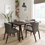 Hudson Walnut Trestle Dining Table – 4 Hudson Grey Chairs – Contemporary