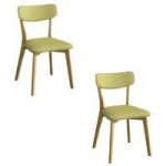 Harrison Oak & Green Dining Chairs – Contemporary – Solid Frame