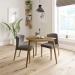 Ernest Oak Table With 2 Chairs – Hudson Grey – Contemporary
