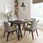 Hudson Walnut Trestle Dining Table – 4 Lincoln Grey / Green Chairs