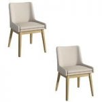 Lincoln Oak & Beige Dining Chairs – Contemporary – Cushioned