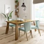 Lincoln Oak Dining Table With 4 Chairs – Hudson Green – Contemporary