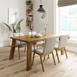 Lincoln Oak Dining Table With 4 Chairs – Hadley Beige – Contemporary