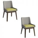 Lincoln Walnut, Grey & Green Dining Chairs – Contemporary – Cushioned