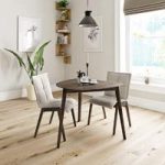 Ernest Walnut Dining Table With 2 Chairs – Hadley Beige – Contemporary