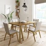 Hudson Oak Dining Table With 4 Chairs – Hadley Beige – Contemporary