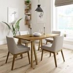 Hudson Oak Dining Table With 4 Chairs – Lincoln Beige – Contemporary
