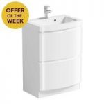 Curvaceous Vanity Unit – With 600mm Basin – Snow – Contemporary – Mode